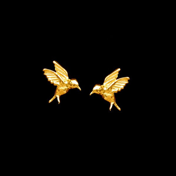 Gold-Plated Hummingbird Silver Earrings