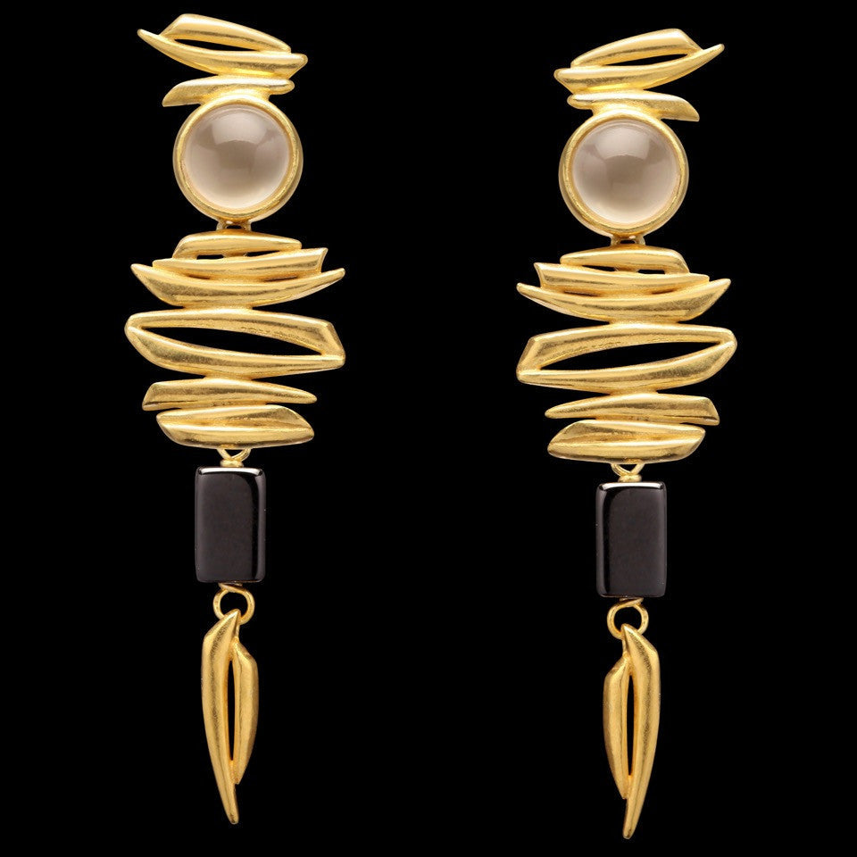 Falling Silver Earrings with Gold Plating