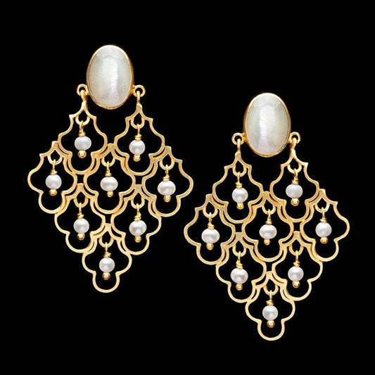 Babylonian Silver Earrings with Gold Plating
