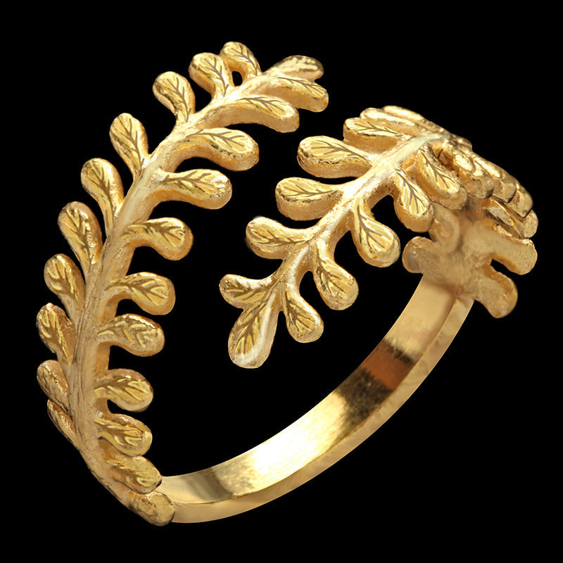 Samambaia Silver Ring with Gold Plating