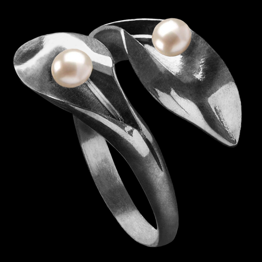 Silver Ring with Peace Lily Design