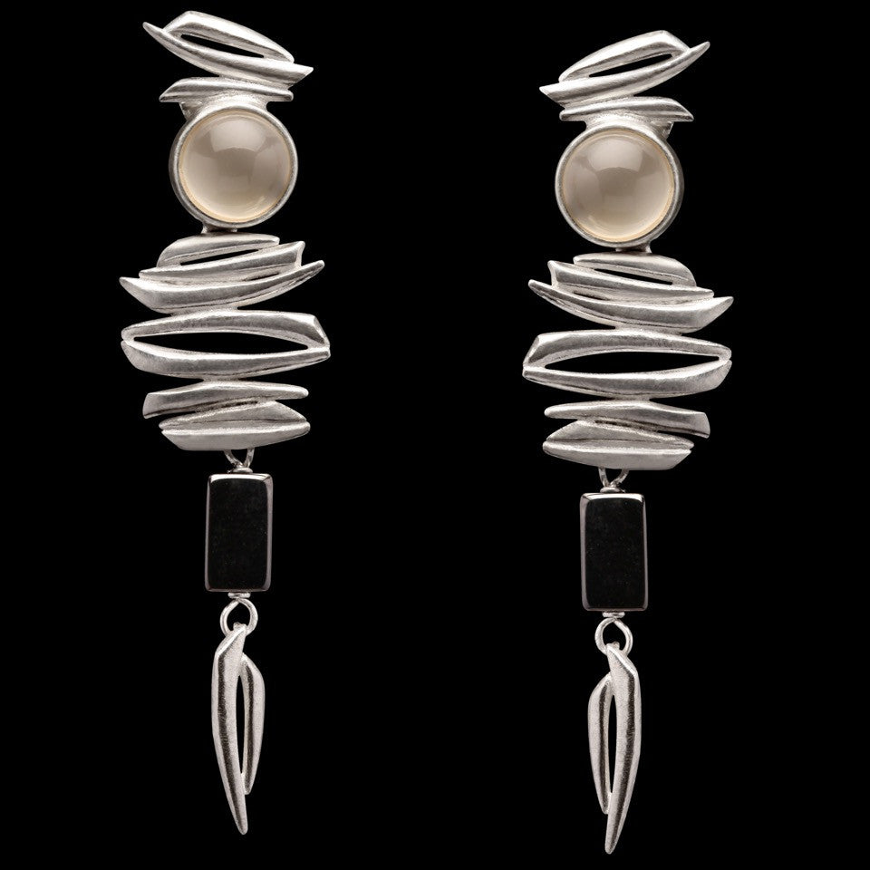 Falling Silver Earrings with Gold Plating