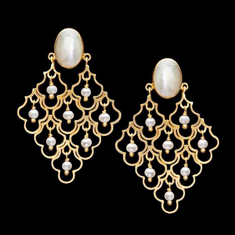Babylonian Silver Earrings with Gold Plating